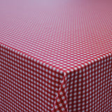 Rød og hvit rutete akrylduk på 140 cm