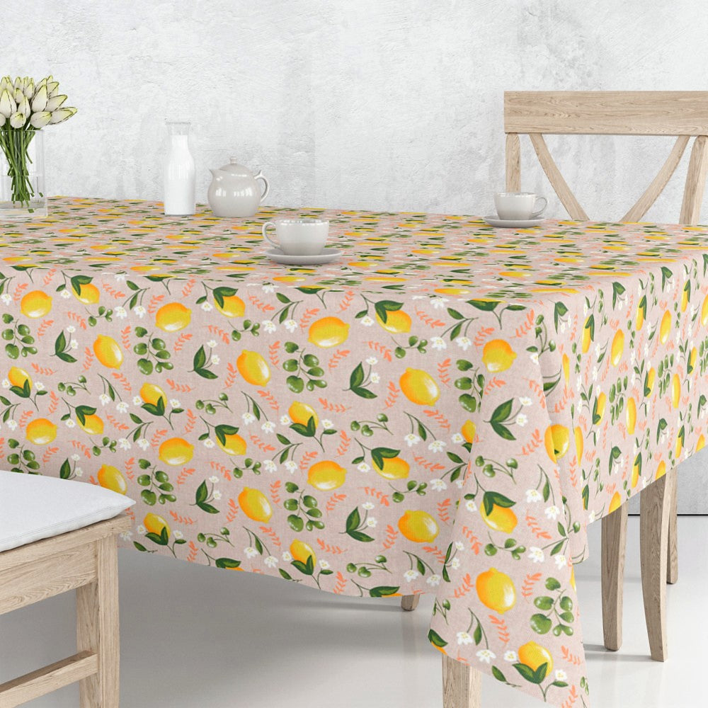 Lima Amarillo – Akrylduk i linlook med vakre gule sitroner