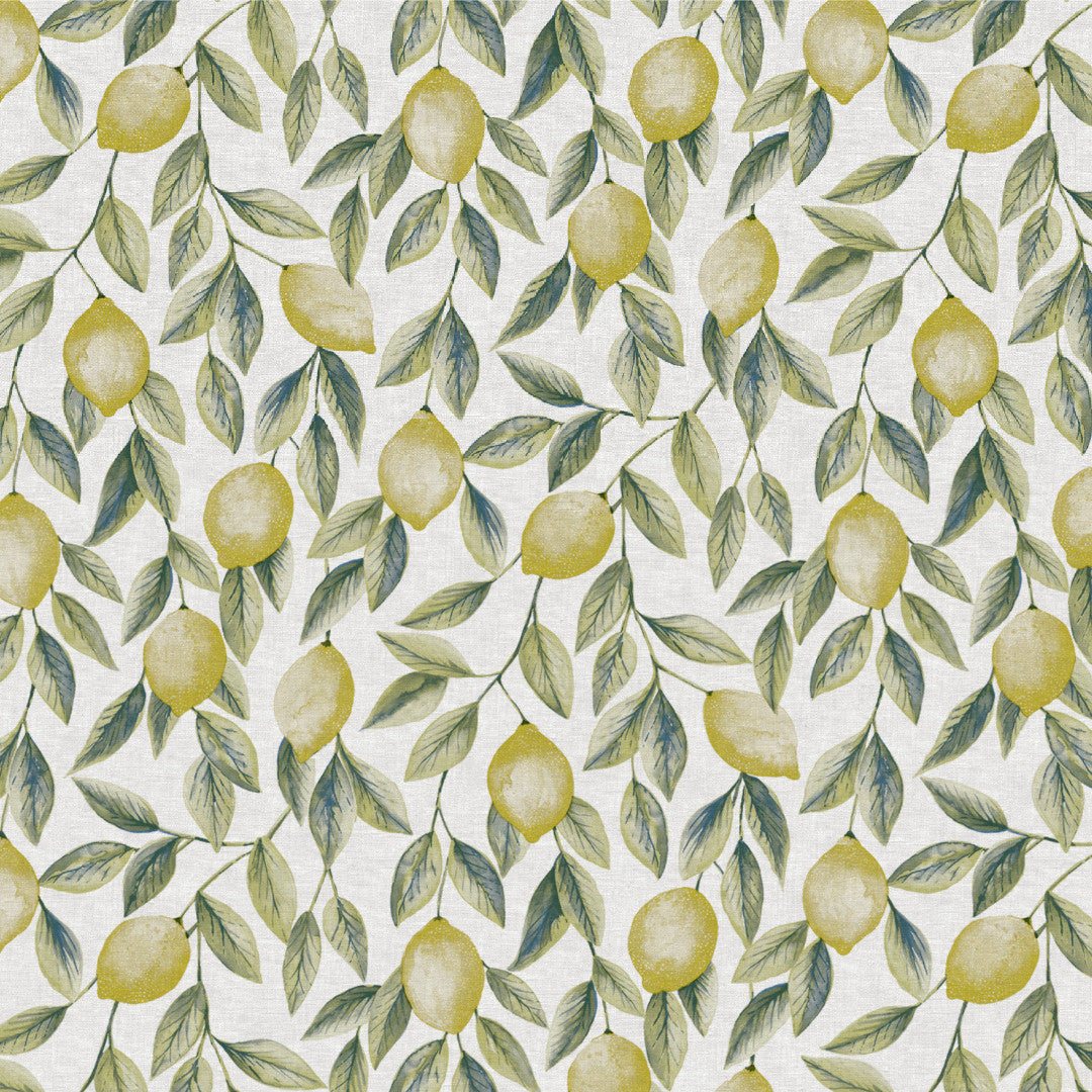 Limones Green - Voksduk med sitronmønster og linlook, mønster
