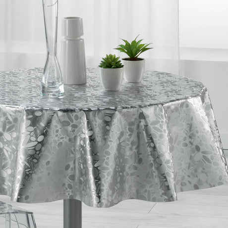 Metallise Luny grå - Rund voksduk, Ø 155 cm