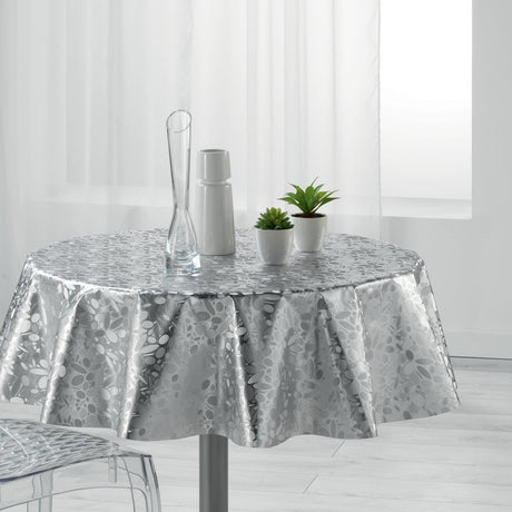 Metallise Luny grå - Rund voksduk, Ø 155 cm