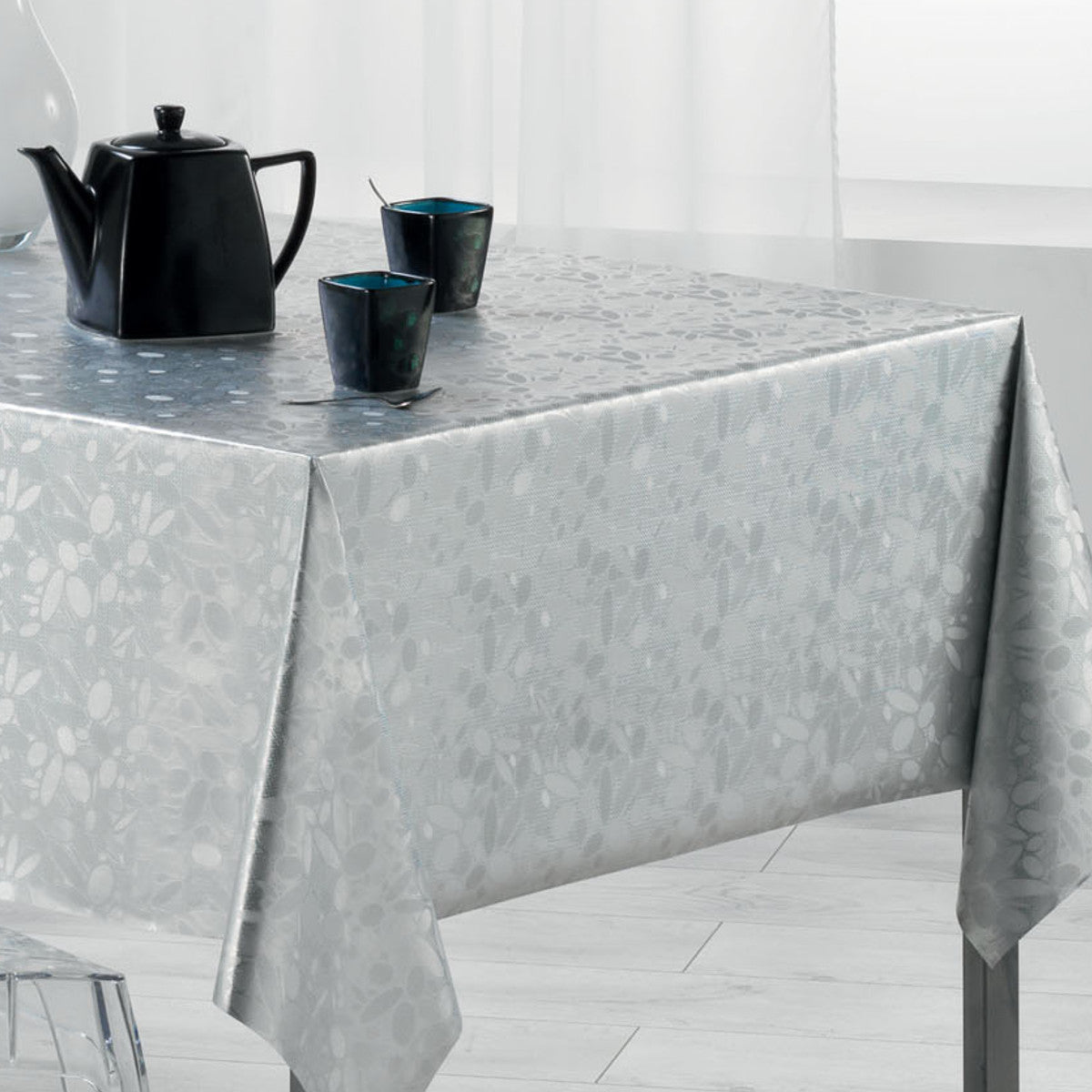 Metallise Luny hvit – voksduk, 140 x 240 cm