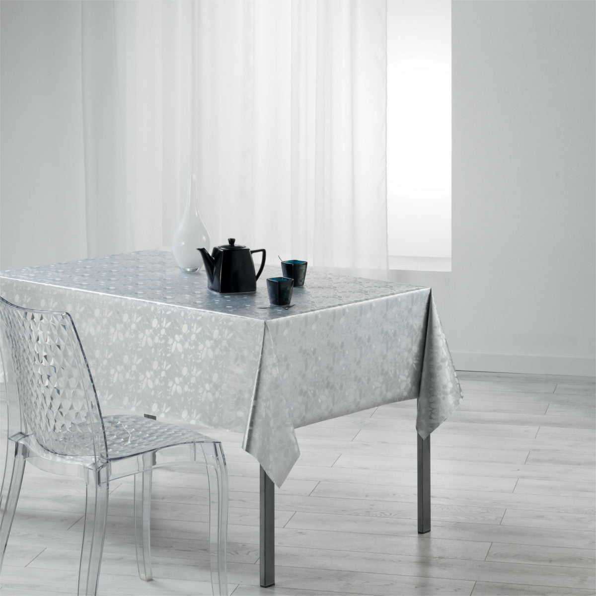 Metallise Luny hvit – voksduk, 140 x 240 cm