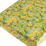 Madeira Yellow – Voksduk med struktur og palmeblader på solgul bunn