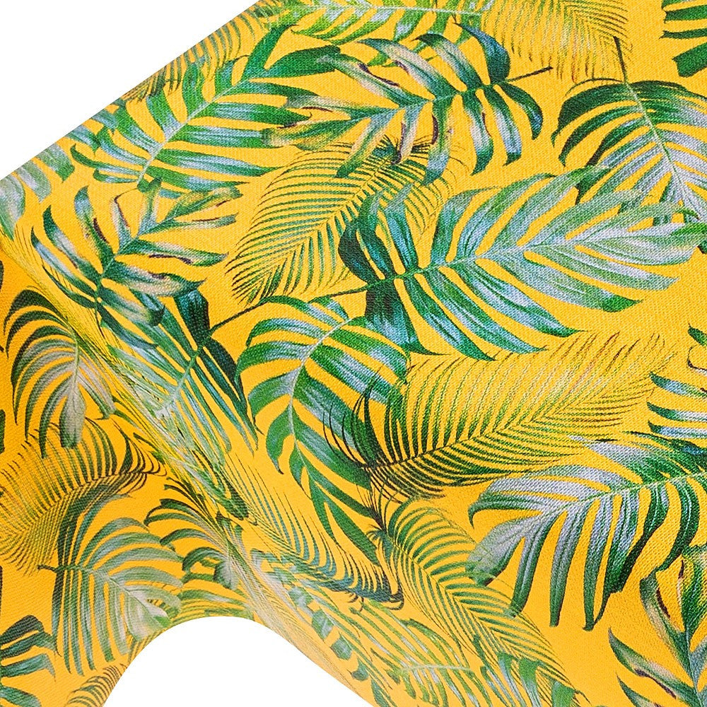 Madeira Yellow – voksduk med struktur og palmeblader på solgul bunn