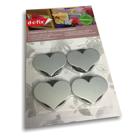 Magnetiske dukvekter, sølvhjerte – sett med 4 stk