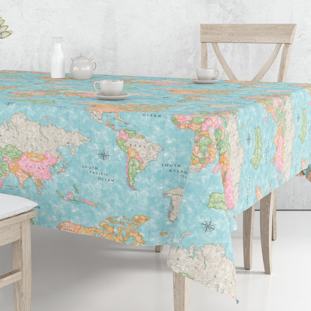 Map Mundi – Akrylduk med verdenskart, blå