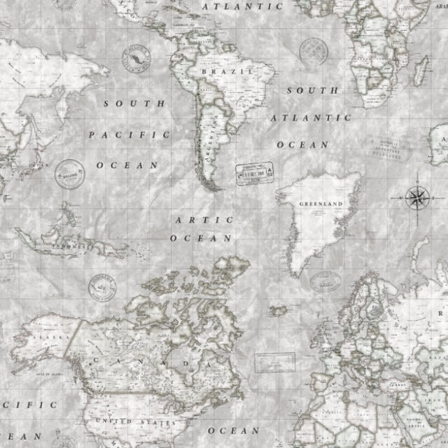 Map Mundi grå – Akrylduk med verdenskart