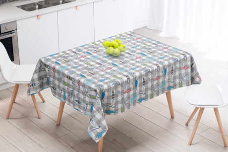 Maquereaux Grå - Akrylduk med fargerike fisk - 155 cm bred