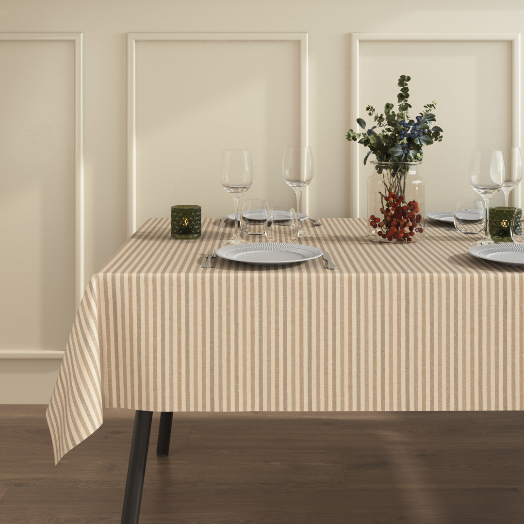 Miljøbilde med Marché Striber Sand akrylduk på bord