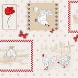 Margotte – Sjarmerende voksduk med høner og landligt motiv