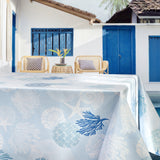 Maritim Blå – Voksduk med skjell og koraller