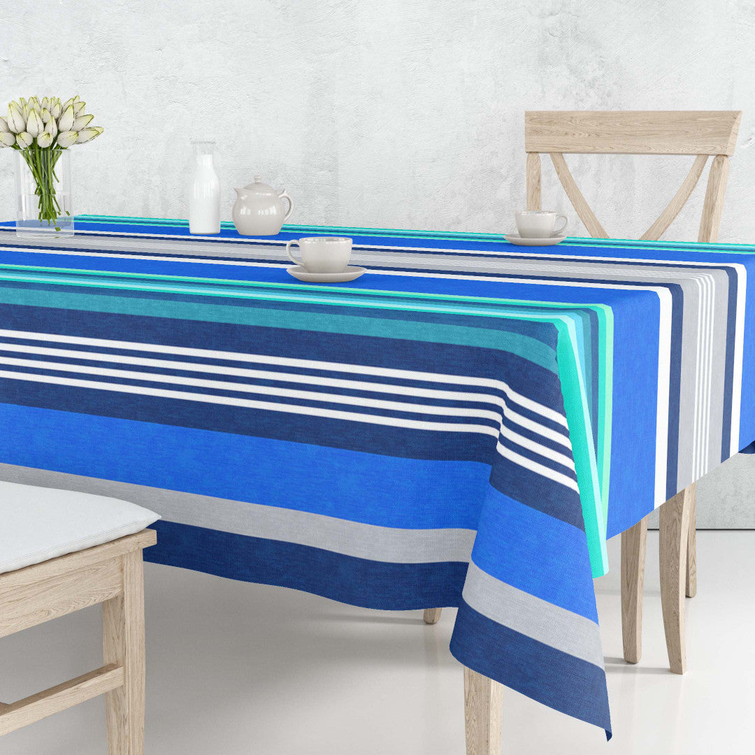 Maritim Stripe Blå – Akrylduk med striper i blått, 160 cm