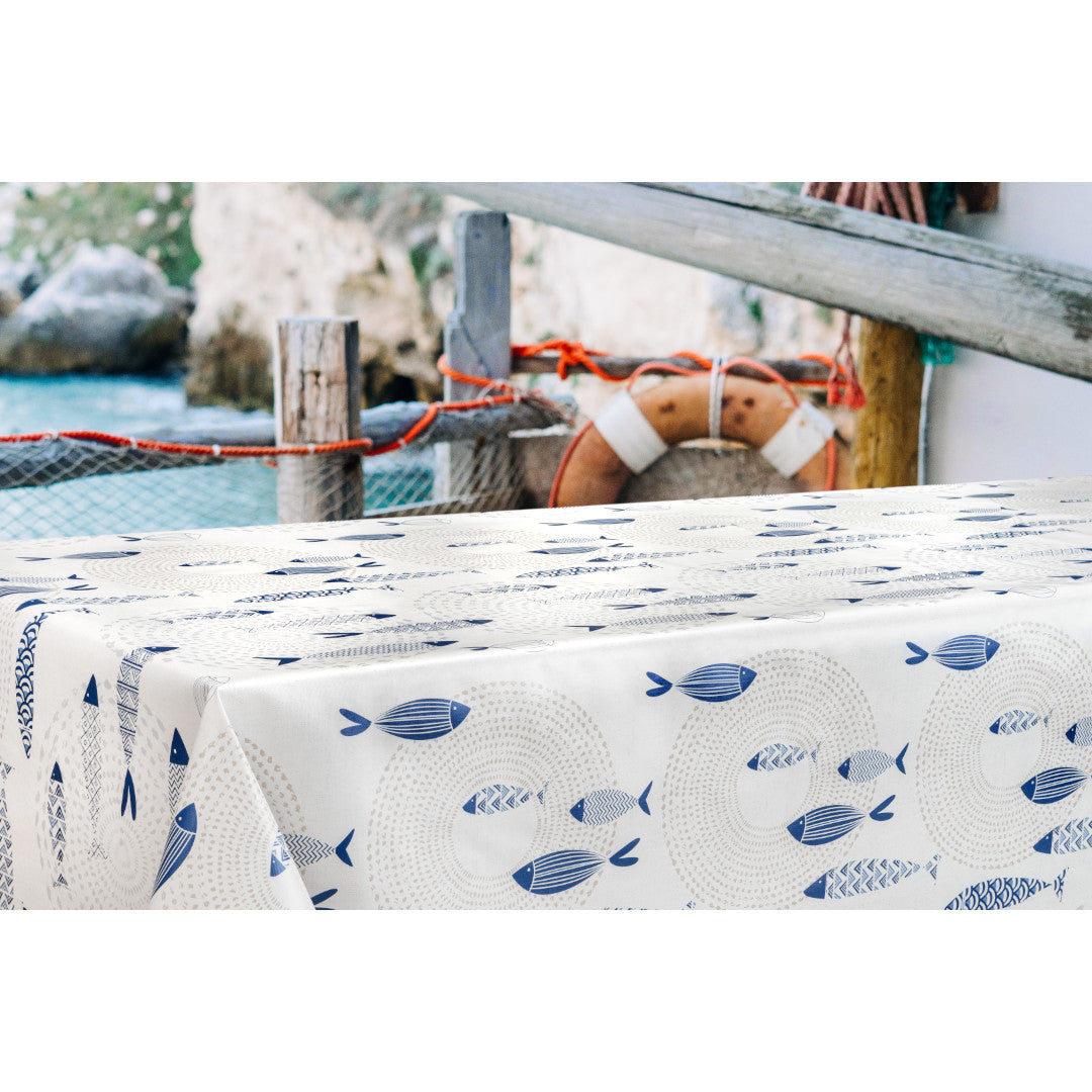 Marlin Wave – voksduk med fiskemotiv i blått, miljø