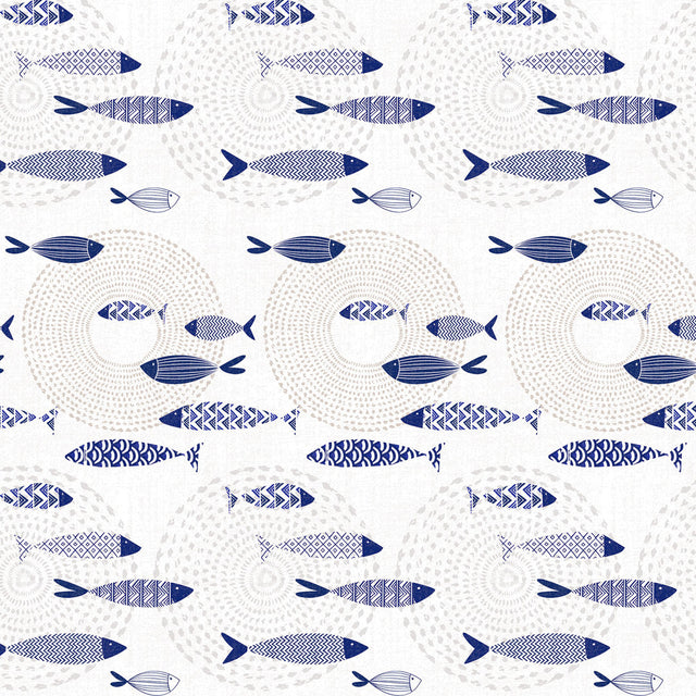 Marlin Wave – voksduk med fiskemotiv i blått