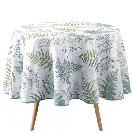 Melisandre - Ø 180 cm rund bordduk med bregneblader, frilagt