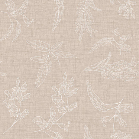 Mønster på Mesina Beige - Voksduk i hørlook med strekblader