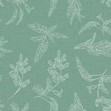 Mønster på Mesina Green - Voksduk i hørlook med strekblader