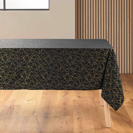 Mikado Metallic Sort – Rektangulær duk med flekkavvisende behandling, 140 x 240 cm