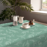 Miljøbilde med Mesina Green - Voksduk i hørlook med strekblader