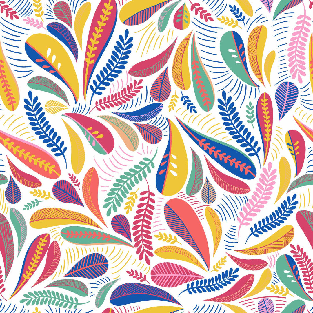 Minima Multico – Voksduk med fargerikt retroblad-mønster