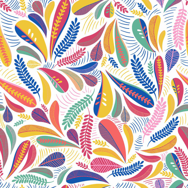 Minima Multico – Voksduk med fargerikt retroblad-mønster