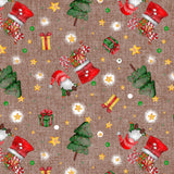 Mønsterbilde av Regalos – Juleakrylduk med gaver, nisser og juletrær