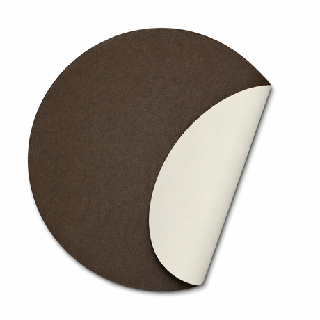 Moon rund spisebrikke i kunstlær – Mokka/White – Ø38 cm, foldet
