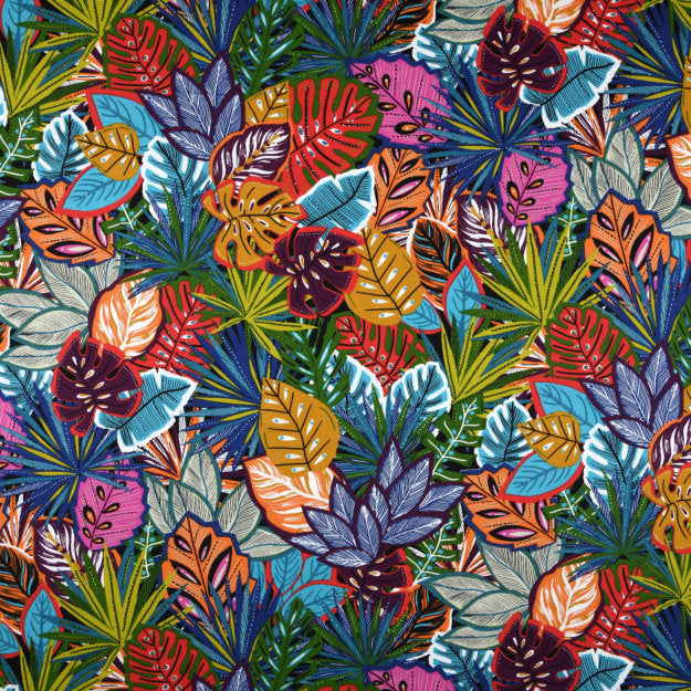 Lokoli Multicolor - Akrylduk med vakre flerfargede blader 155 cm bred