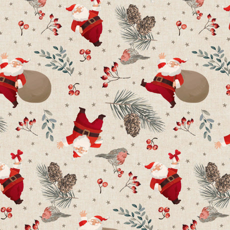 Mønsterbilde av Navida juleduk med julenissen og full julesekk