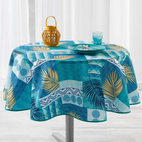 Neha Blue Ø 180 cm, rund bordduk med flekkavvisende behandling