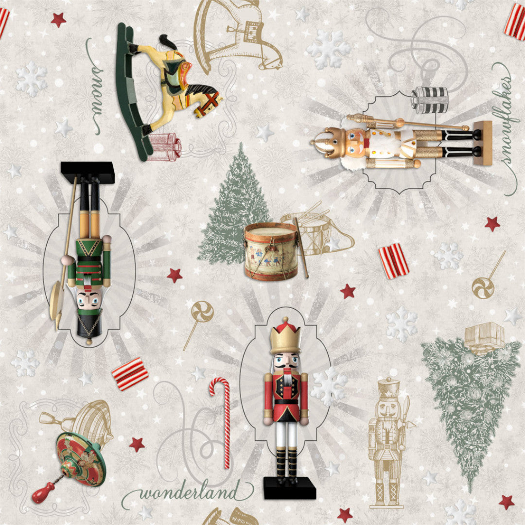 Nøtteknekkeren – Julevoksduk, juletre, tromme, gyngehest