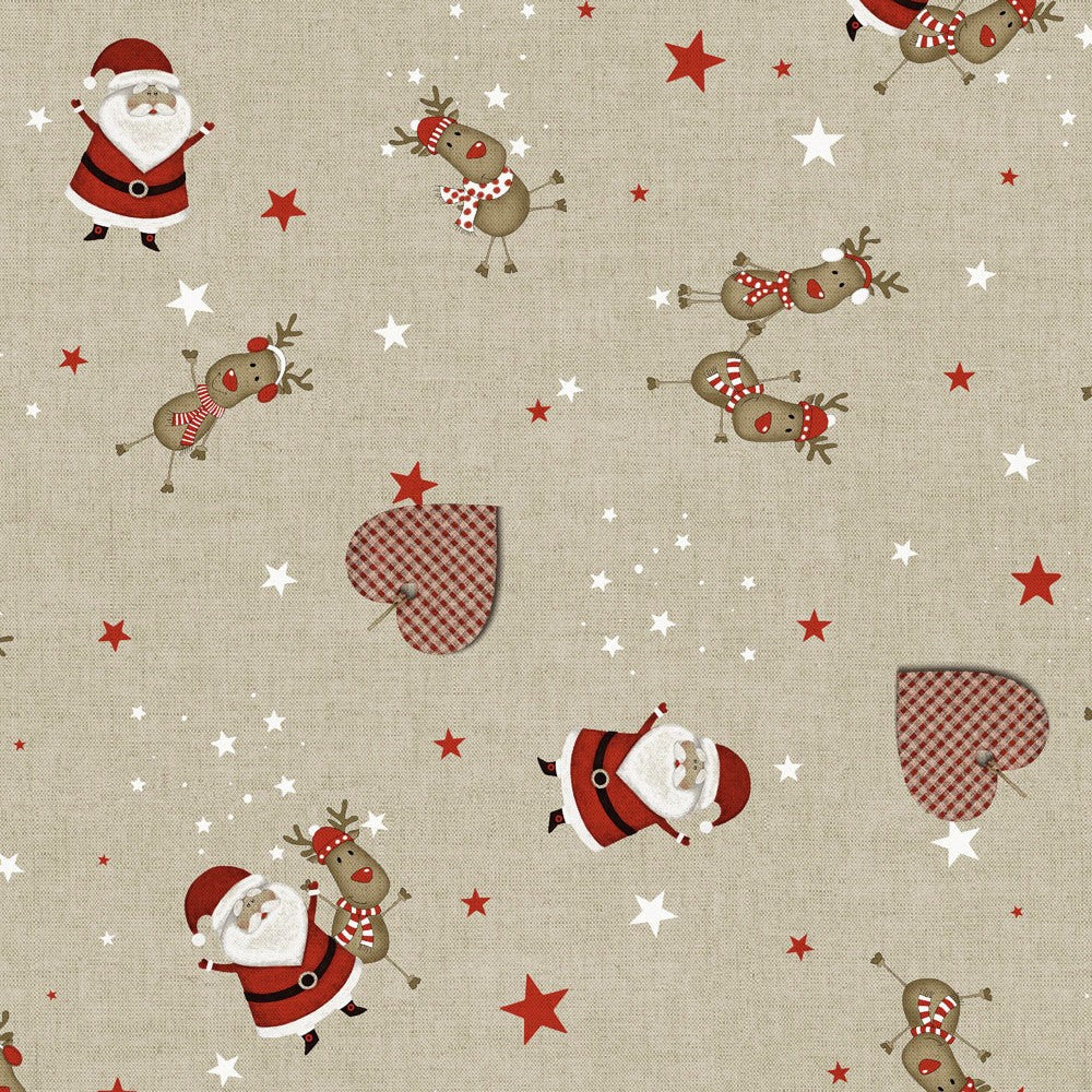 Noel Natur – Juleakrylduk med julenissen og reinsdyrene hans