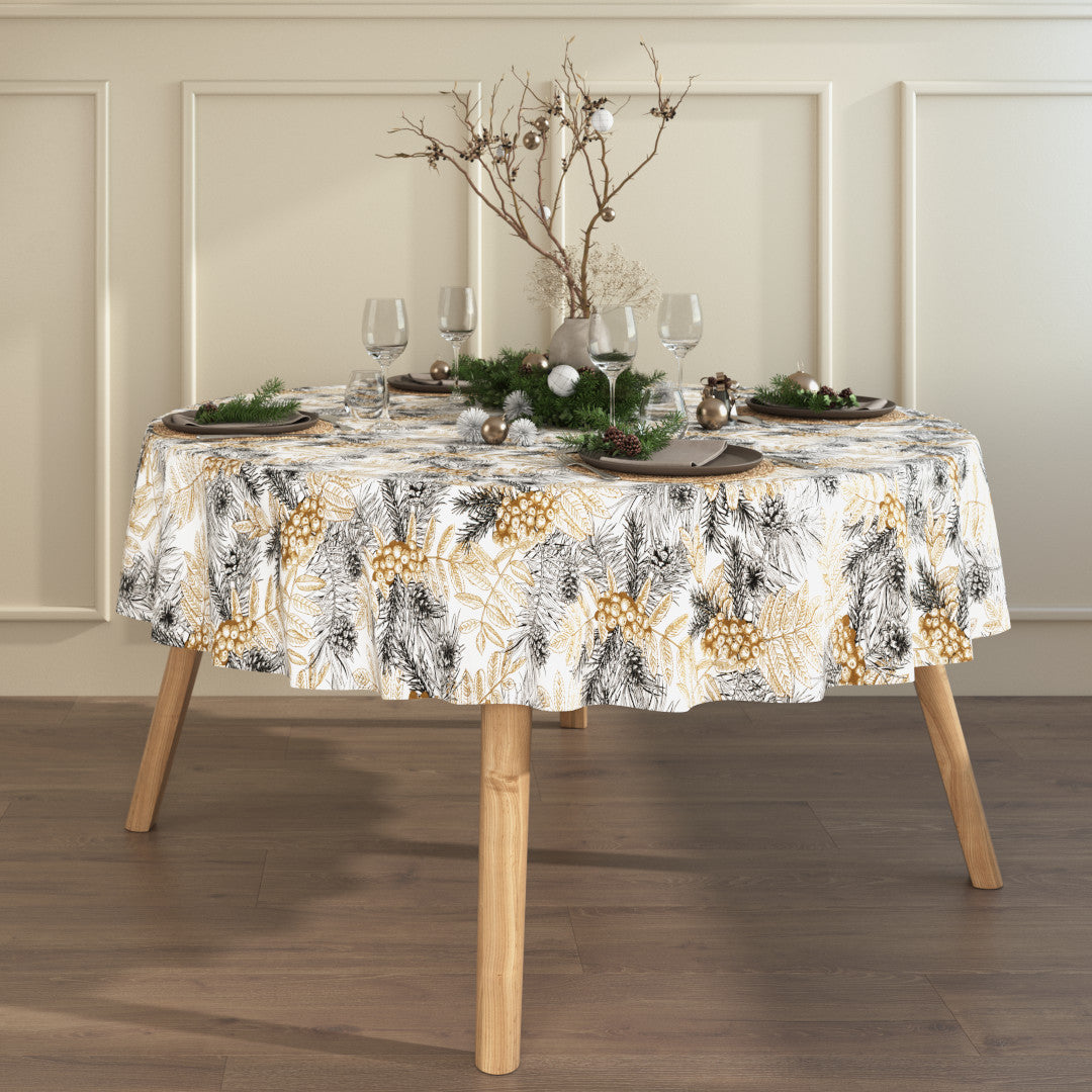 Nordisk Jul – Gull og Gran – Akrylduk med gran og gyldne detaljer, miljø