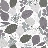 Nordisk Skog – voksduk med bladmotiv i grå nyanser