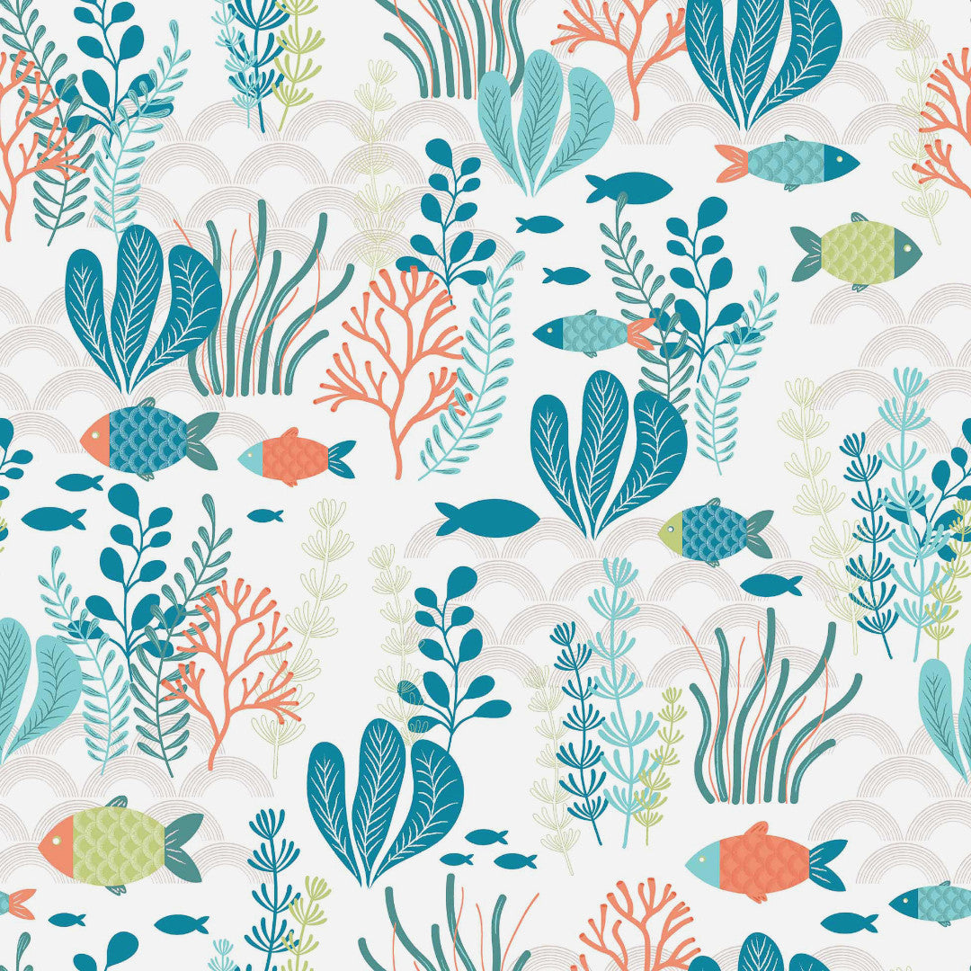 Oceania White – Voksduk med fisk og havplanter