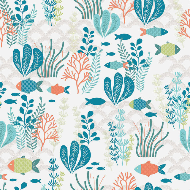 Oceania White – Voksduk med fisk og havplanter