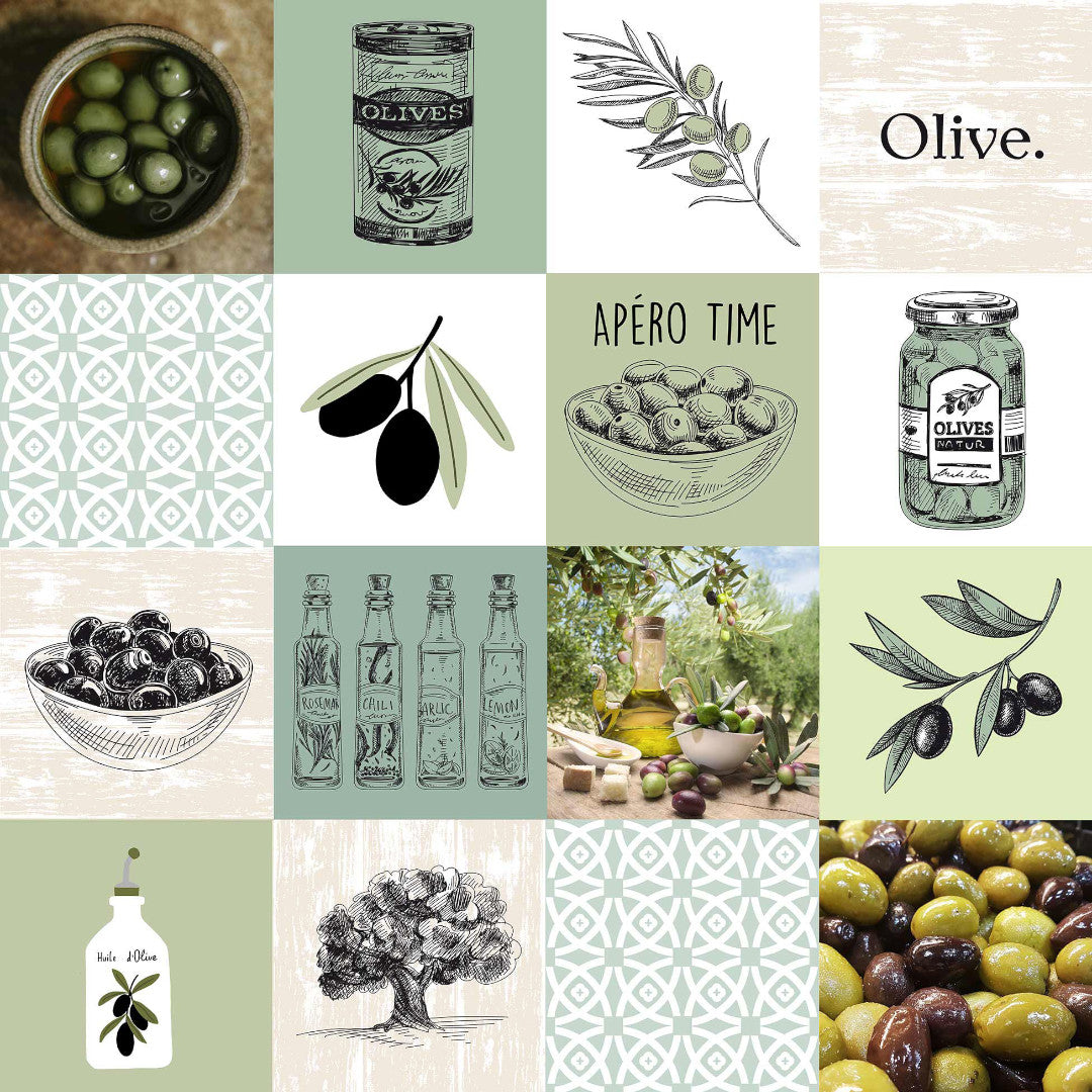 Olive – Voksduk med oliven og olivenolje