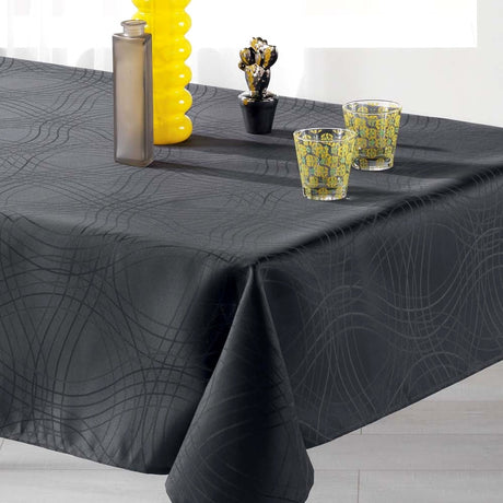 Ondelina Jacquard Antrasitt, damaskduk med flekkavvisende behandling – 140 x 250 cm