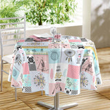 Optima - Rund voksduk med patchwork, Ø 155 cm