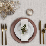 Oriel Beige - Ensfarget voksduk med hørlook i beige