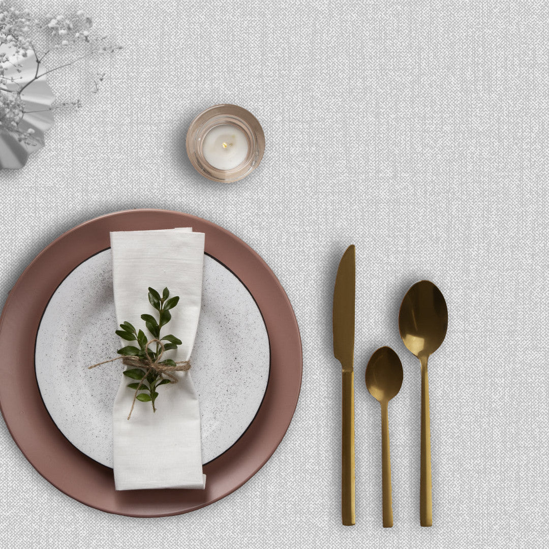 Oriel Snow - Ensfarget voksduk med hørlook i lys grå