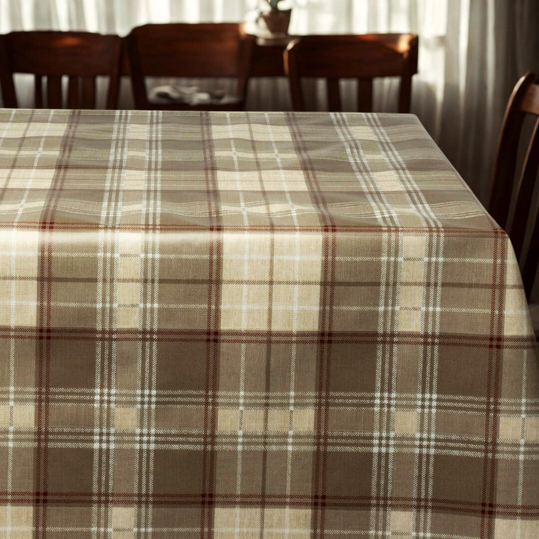 Oxford Brun – Ekstra bred voksduk med ruter 180 cm