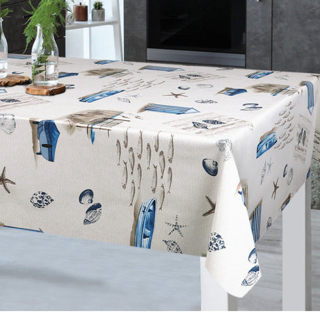 På Stranden – voksduk med maritime motiver