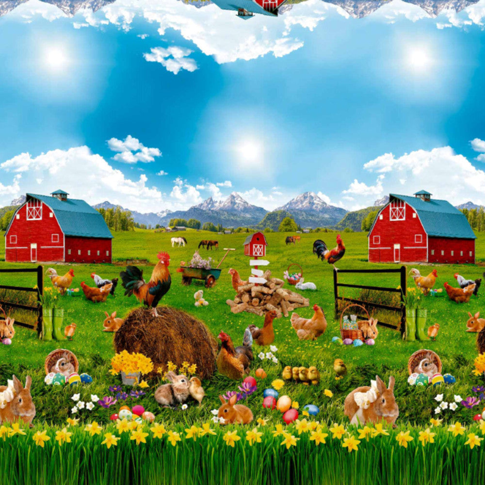 Påske voksduk - Påskestemning på gården