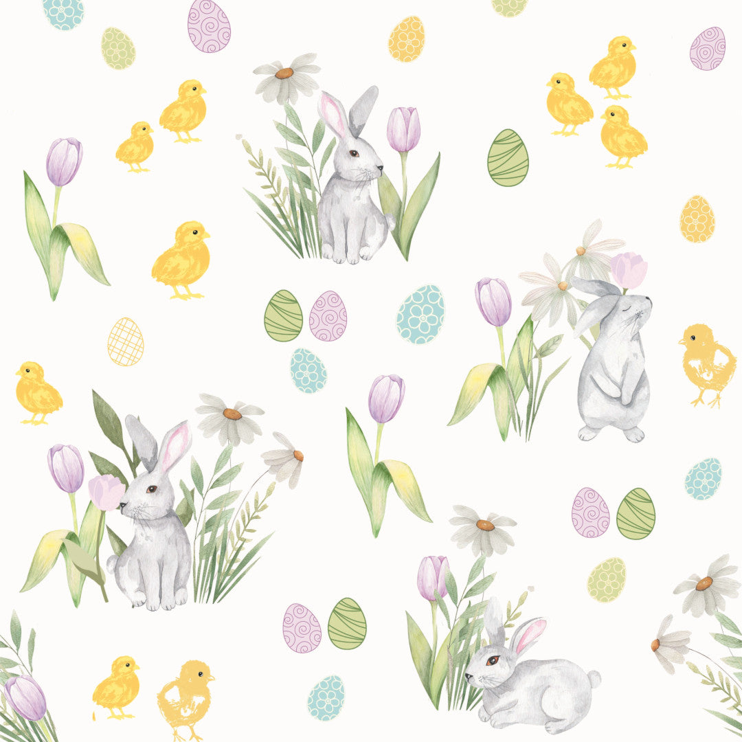 Påskeglede – voksduk med kyllinger, harer og egg