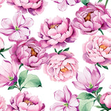 Pionens skjønnhet – Hvit voksduk med pioner nærbilde