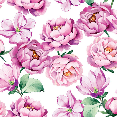 Pionens skjønnhet – Hvit voksduk med pioner nærbilde