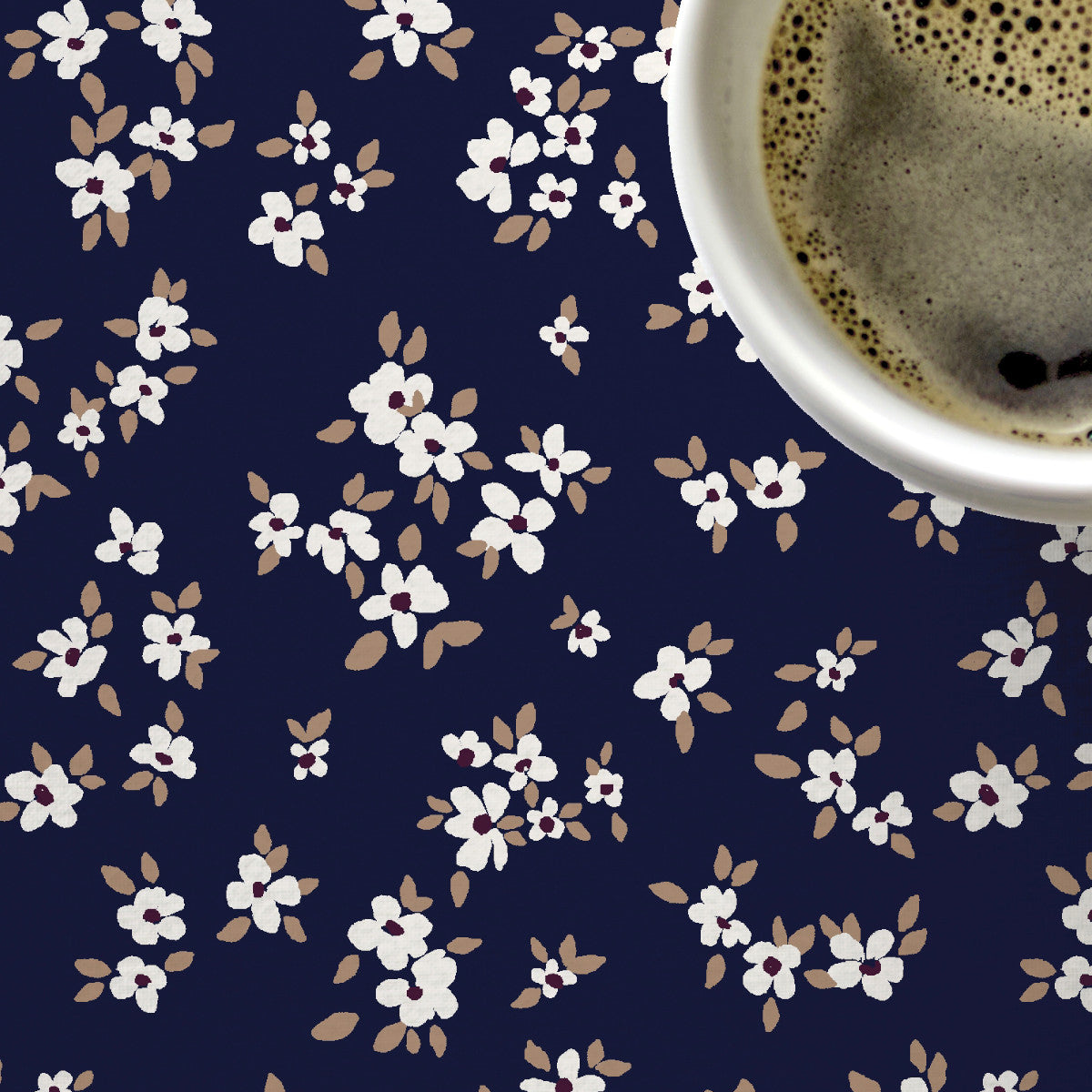 Painters Garden Navy Blue – Södahl akrylduk i 100 % bomull med antiskrid