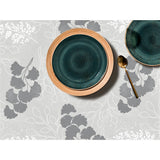 Stilfull Palmera - Voksduk med striper og blomster i gråtoner